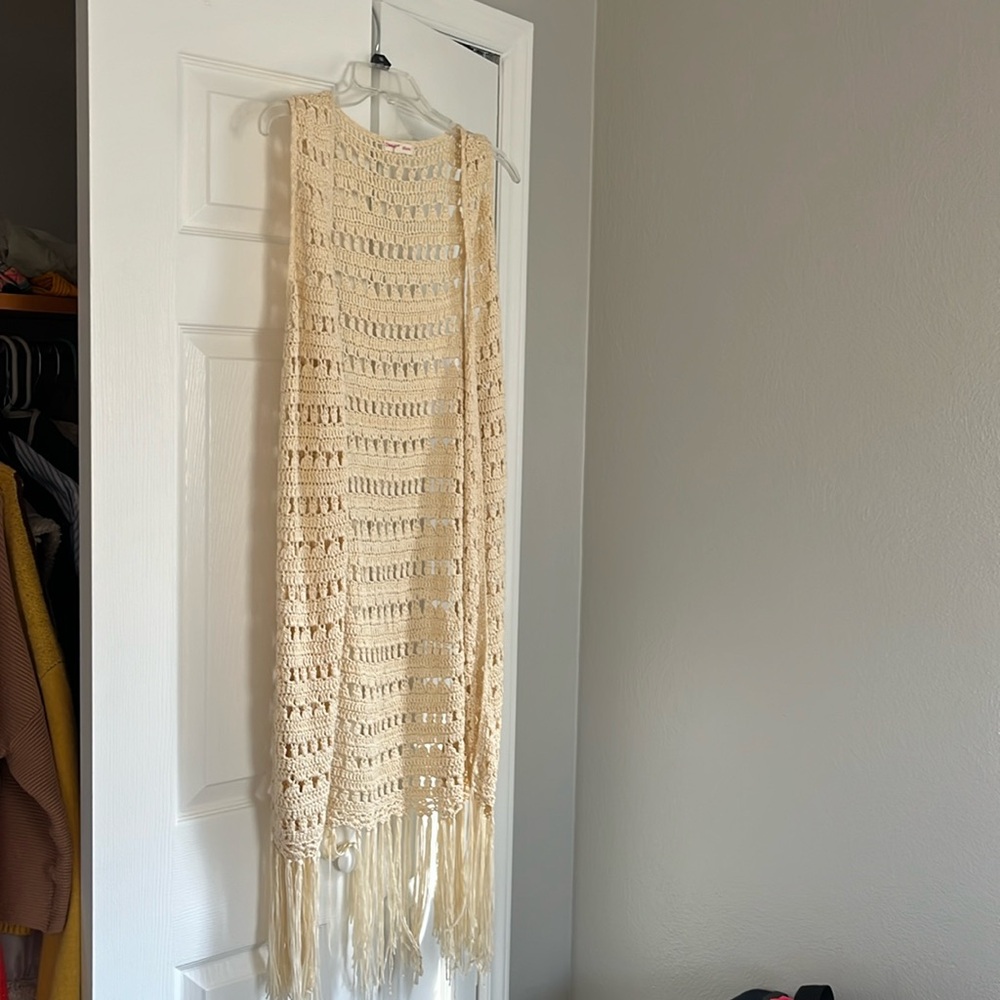 Coastal cowgirl long fringed vest like new condition!